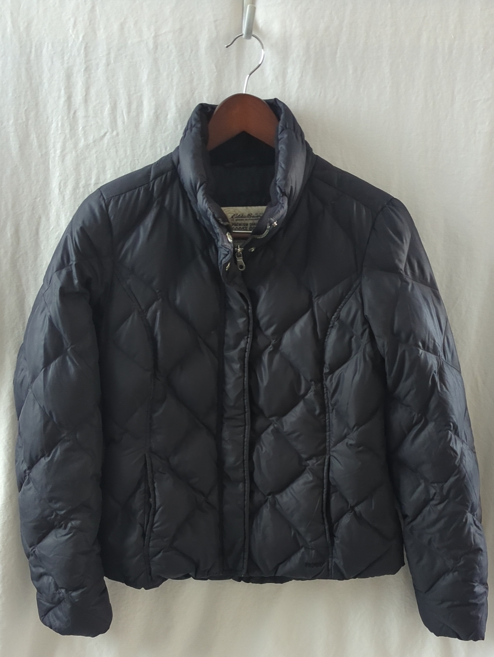 Eddie Bauer 700 Fill Down Jacket Womens S Black Diamond Quilted Puffer Coat 2009